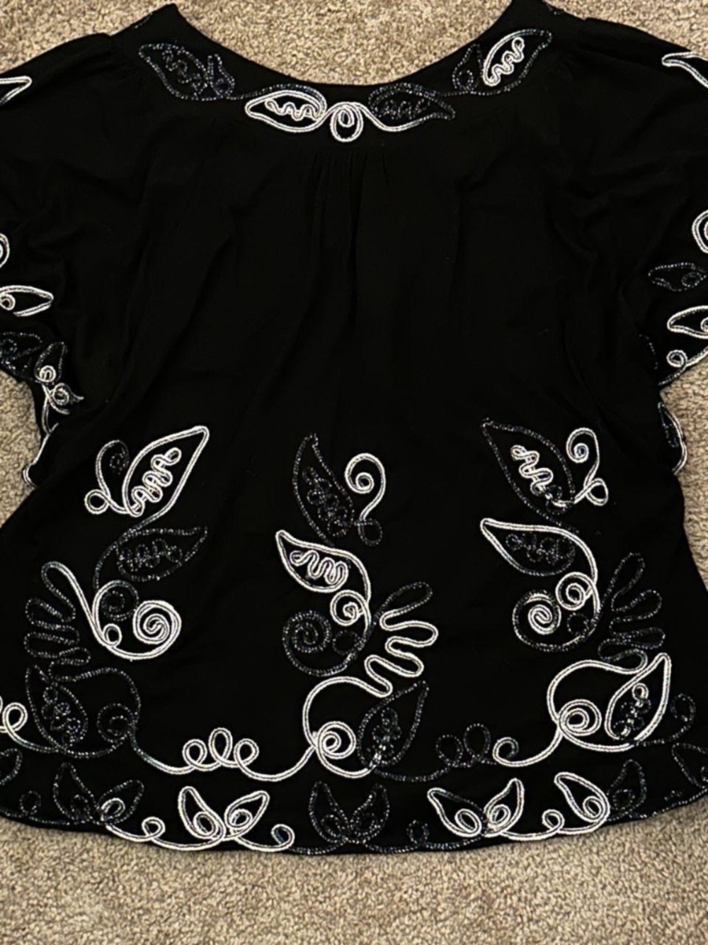 Black and White Embroidered Boho Blouse - Picture 4 of 5